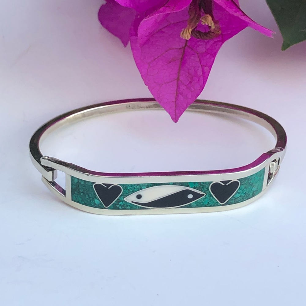 Sterling Turquoise & Enamel bangle 13.81 Grams